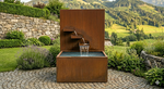 AlpStahl Brunnen Fons Quietis - Cortenstahl Gartenbrunnen - Handarbeit aus Kärnten