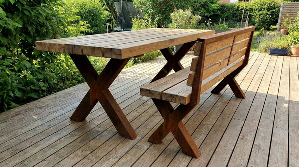 AlpStahl Gartenmöbelset Convivium - Cortenstahl Tisch und Bänke - Made in Austria